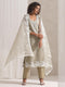 3 Pc SET - Fawn Beaded and Embroidered Organza Kurta and Border Dupatta with Pyjama